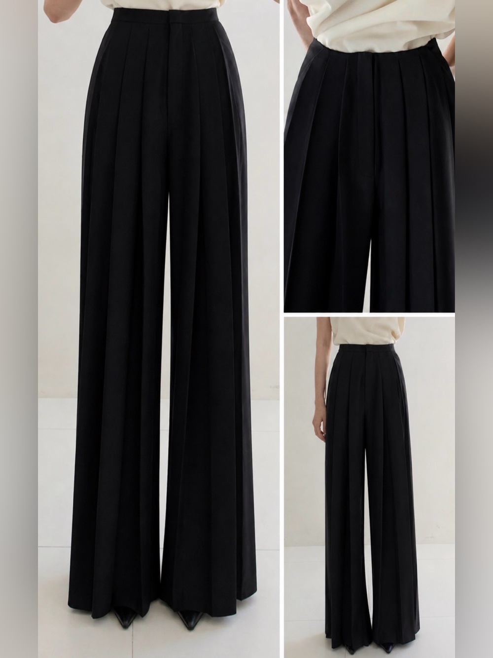 Commense Oversized High Waisted Pleat Front Trousers